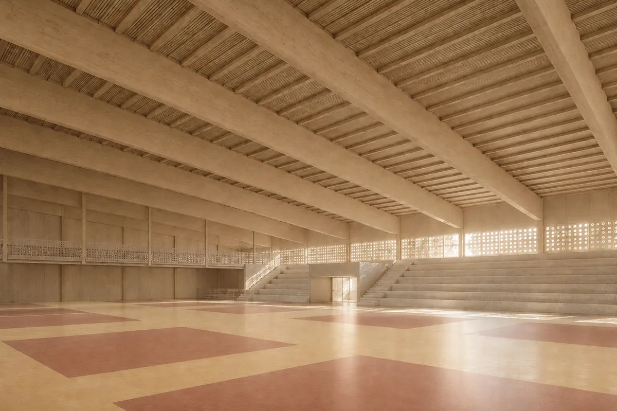 Der Innenraum, der nicht nur Trainings und Wettkämpfe, sondern auch Events beheimaten soll. Visualisierung Swiss Judo Arena